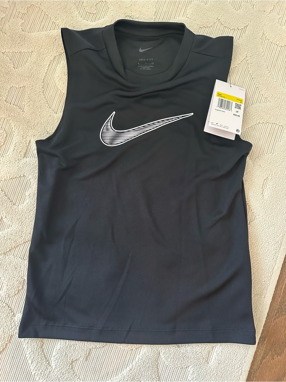 Nike Black Sleeveless Dri-FIT Tank with White Swoosh